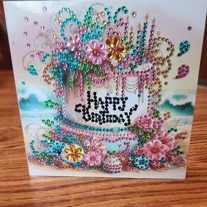 NWOT Elegant Floral Birthday Card with Gem Details